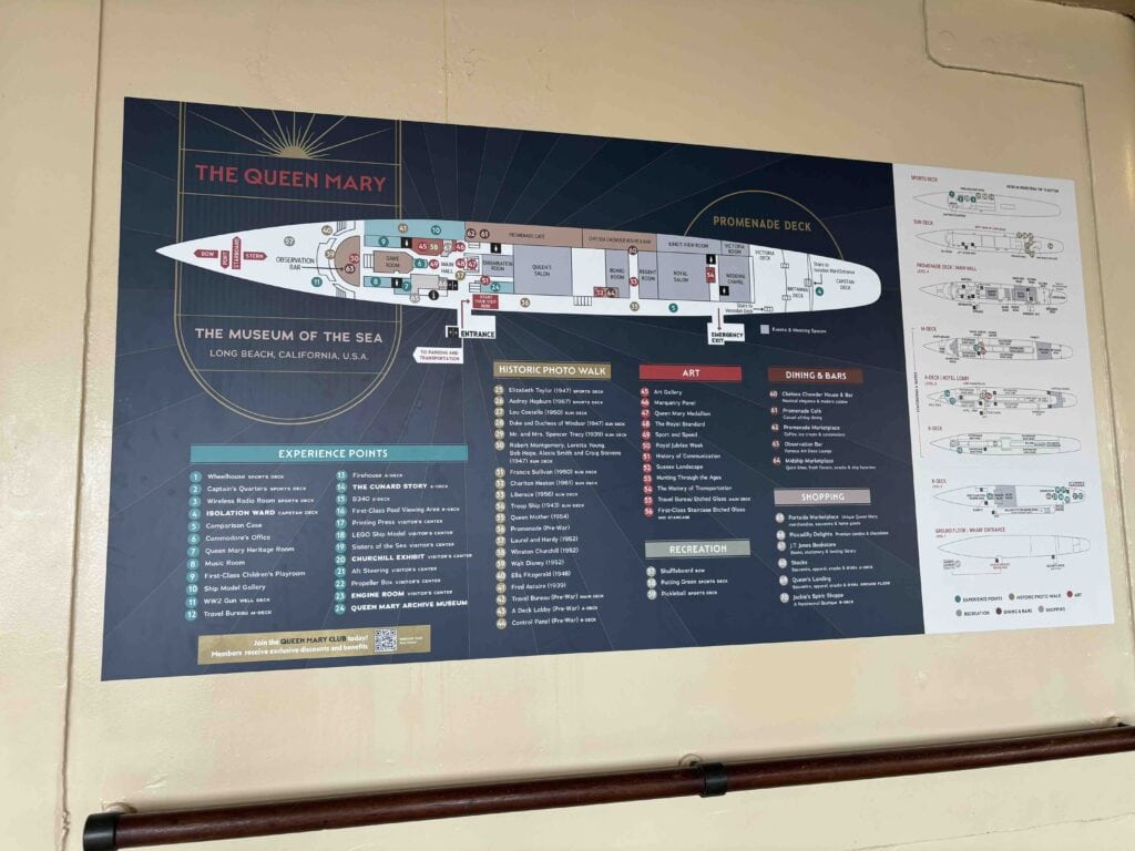 Deck map of the Queen Mary