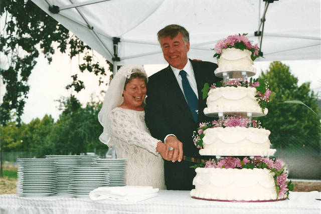 Judy Sladky and her husband Blake on their wedding day